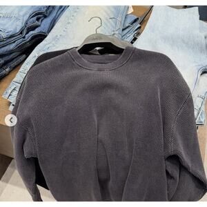 ZARA Men's Gray Waffle-Knit Pullover Sweater Crew Neck Long Sleeve Size S